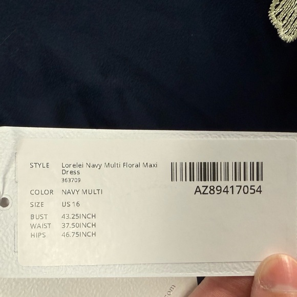 NWT Azazie Atelier Maxi Slip Dress 16 Lorelei Navy Multi Floral Special Occasion - Picture 16 of 16